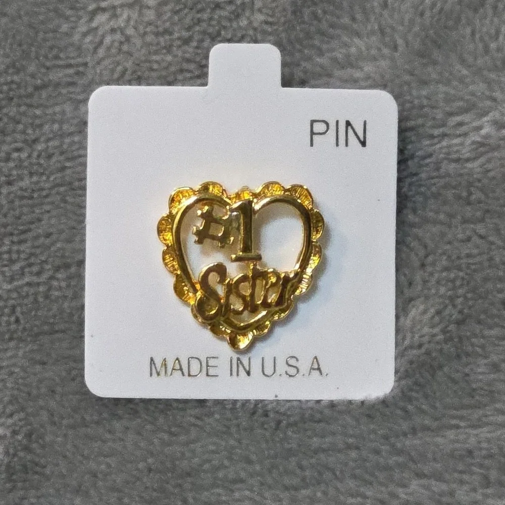 Vintage 1980's‎ # 1 Sister Brass Mothers Day Birthday Gift Lapel Hat Pin New NOS